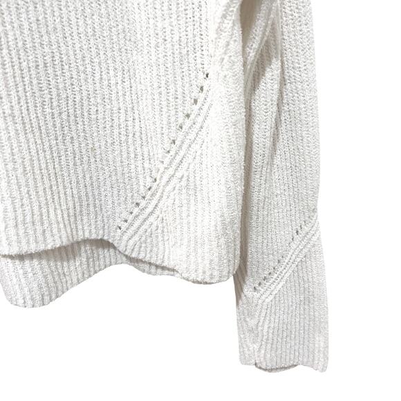 rag & bone Sweater Womens Medium White Ribbed Hoodie Organic Cotton Pullover - Picture 8 of 12
